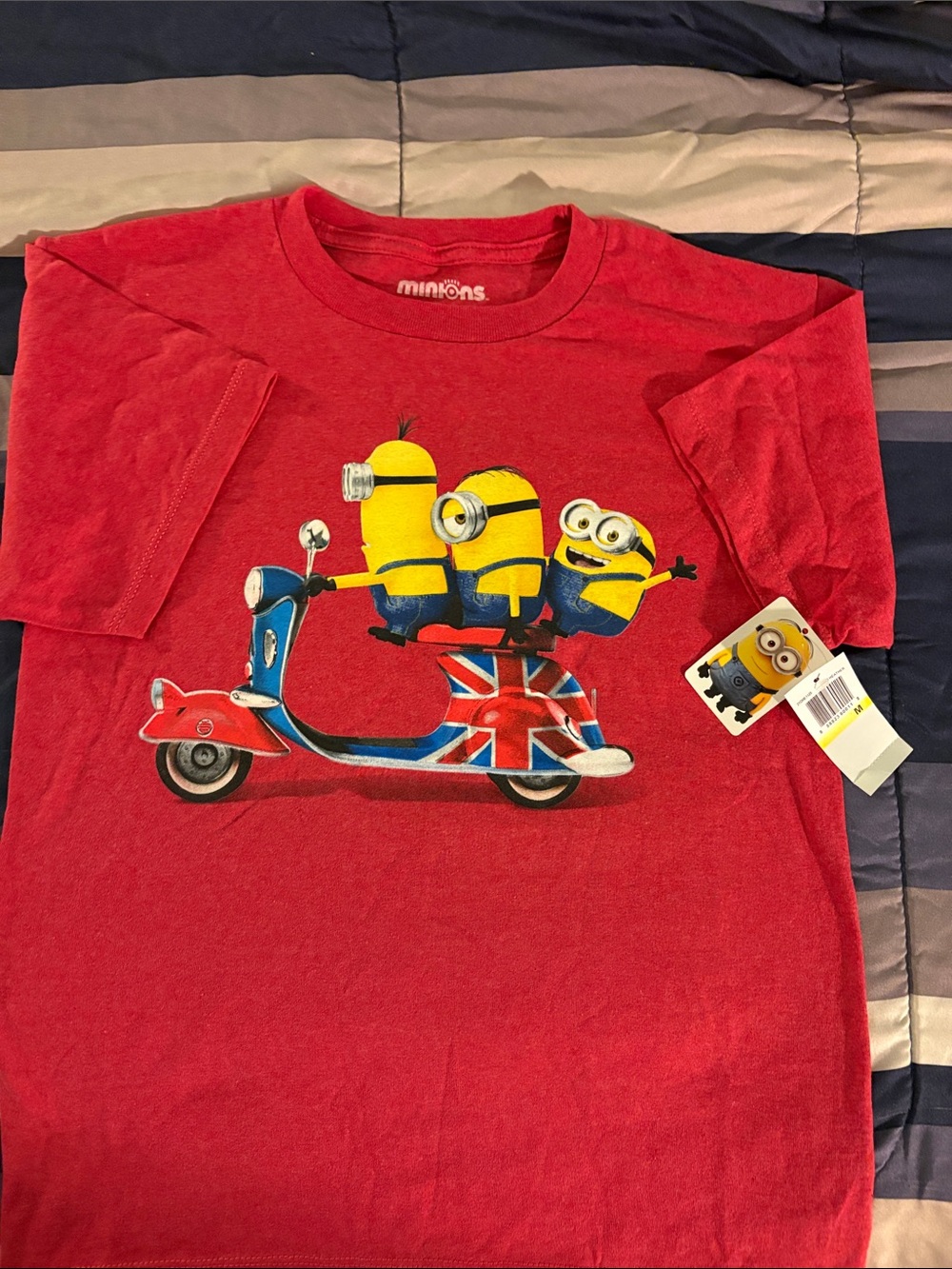Minions Red Short Sleeve Kids Tee with Scooter Graphic
